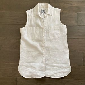 Bermuda Linen White Sleeveless Button Down